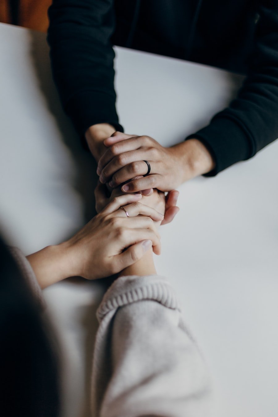 Two people connecting
